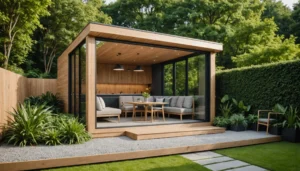 abri de jardin avec terrasse moderne